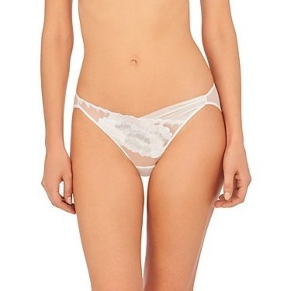 Natori Mesh Bikini Soft White Embroidery and Mesh, Size L - Picture 1 of 3